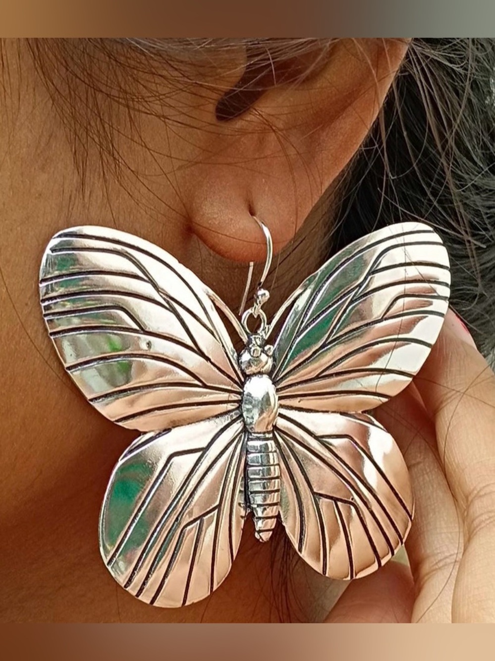 Sterling Silver Butterfly Drop Earrings - Women Jewelry